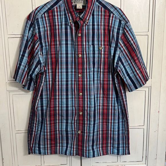 Duluth Trading Company size medium short sleeve plaid button down shirt - Picture 1 of 2